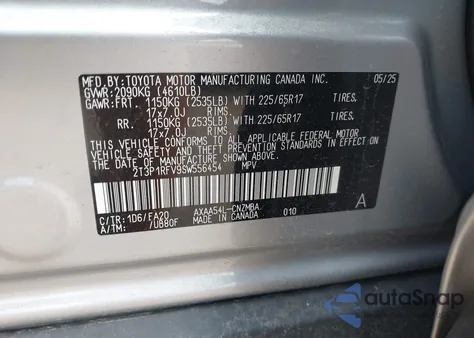 2025 Toyota Rav4 Xle from USA, damaged, VIN 2T3P1RFV9SW556454